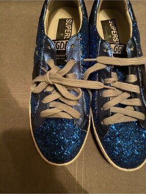 Golden Goose Women’s Navy Blue Glitter Sneakers